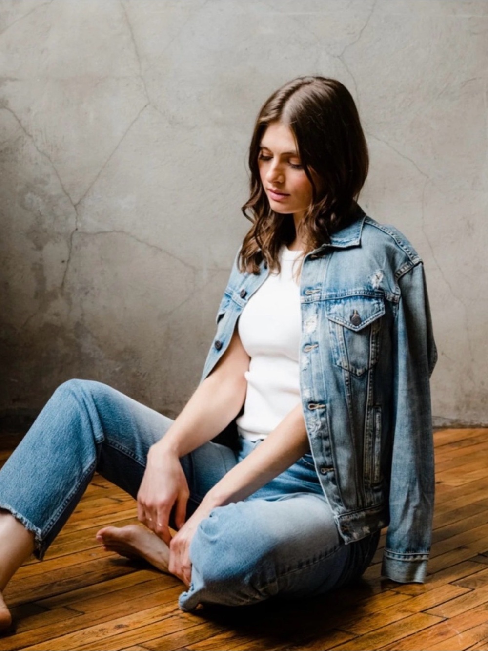 ABLE Light Blue Distressed Denim Jacket - Picture 4 of 7